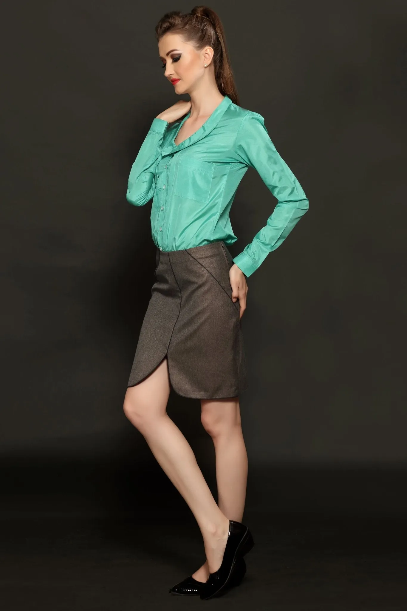 Beige Piping Skirt