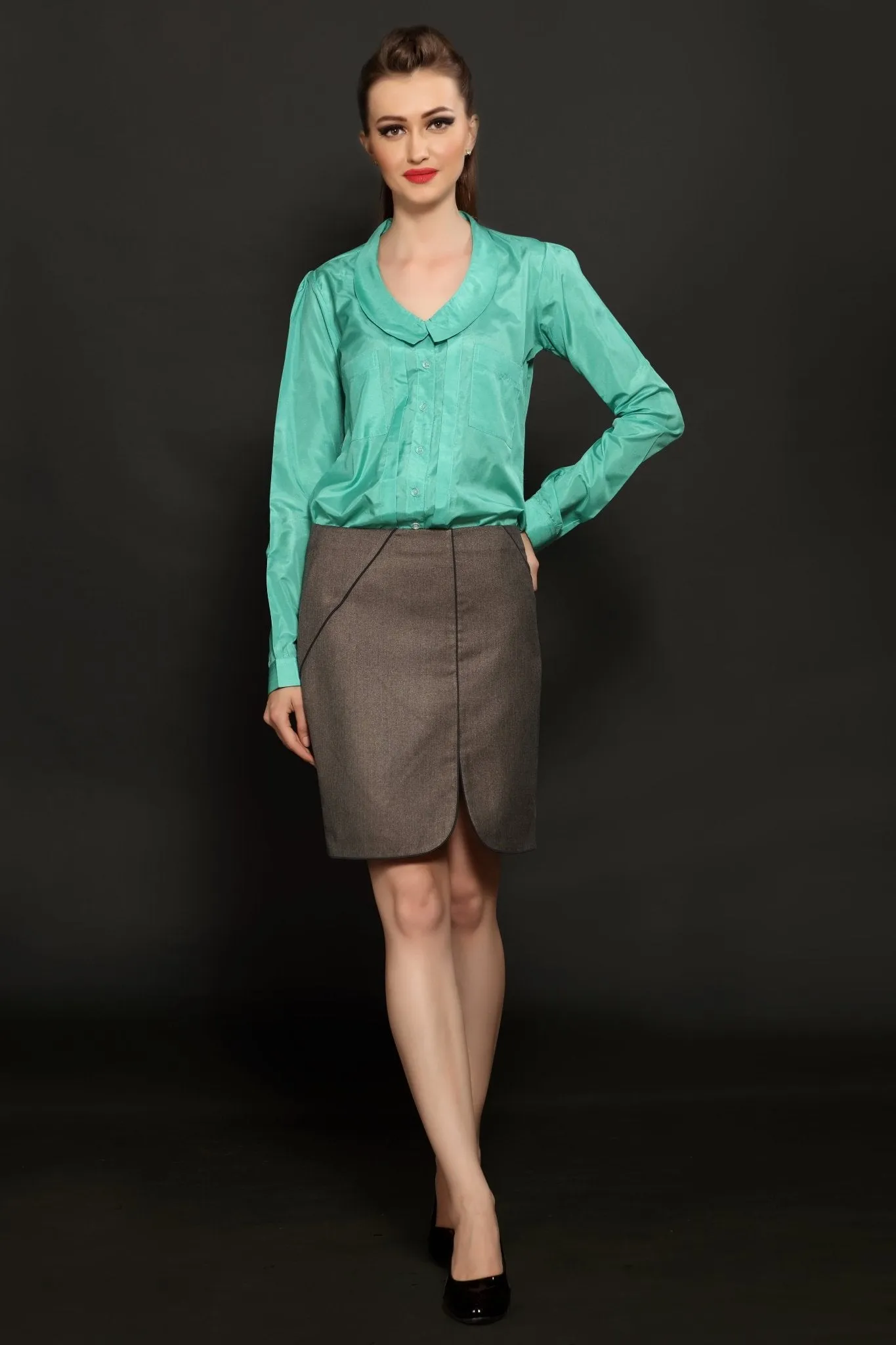 Beige Piping Skirt