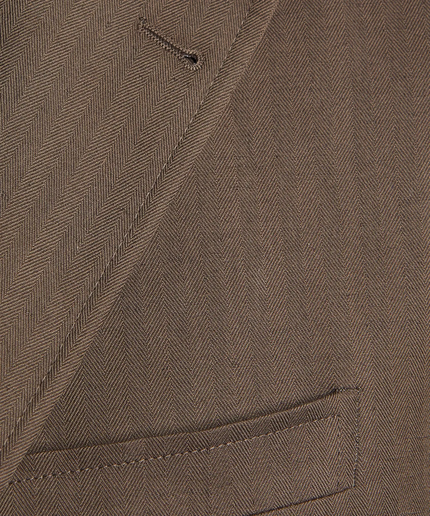 Herringbone Linen Sack Suit Jacket in Brown