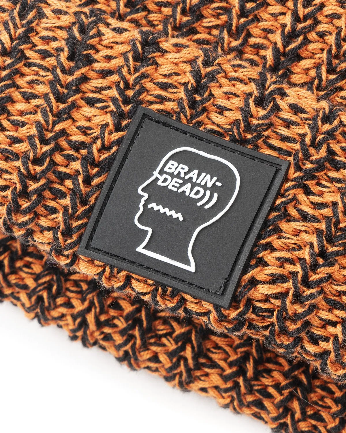 Knitted Logo Patch Beanie - Orange/Black