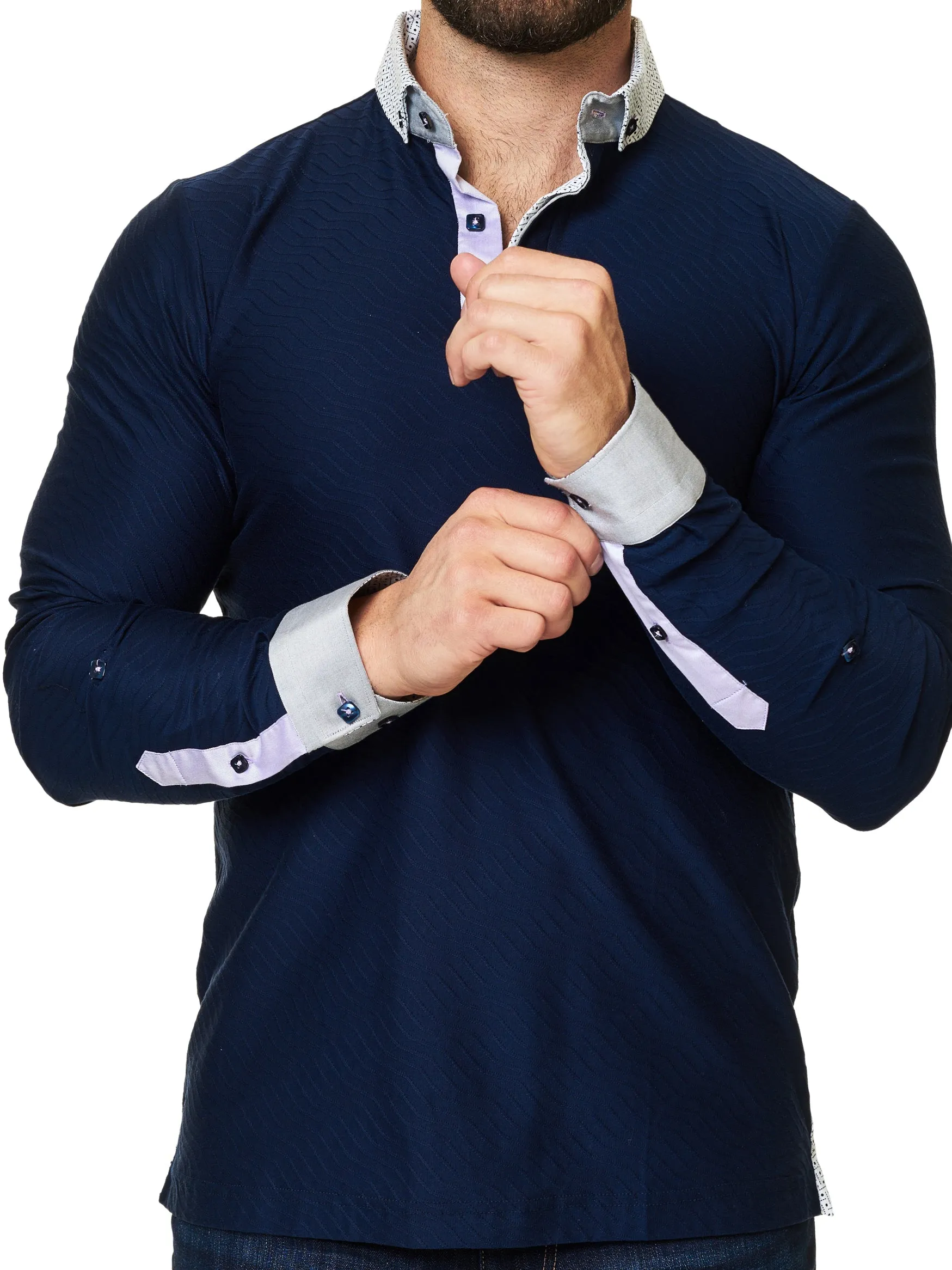 Polo L Stripe Wave Navy