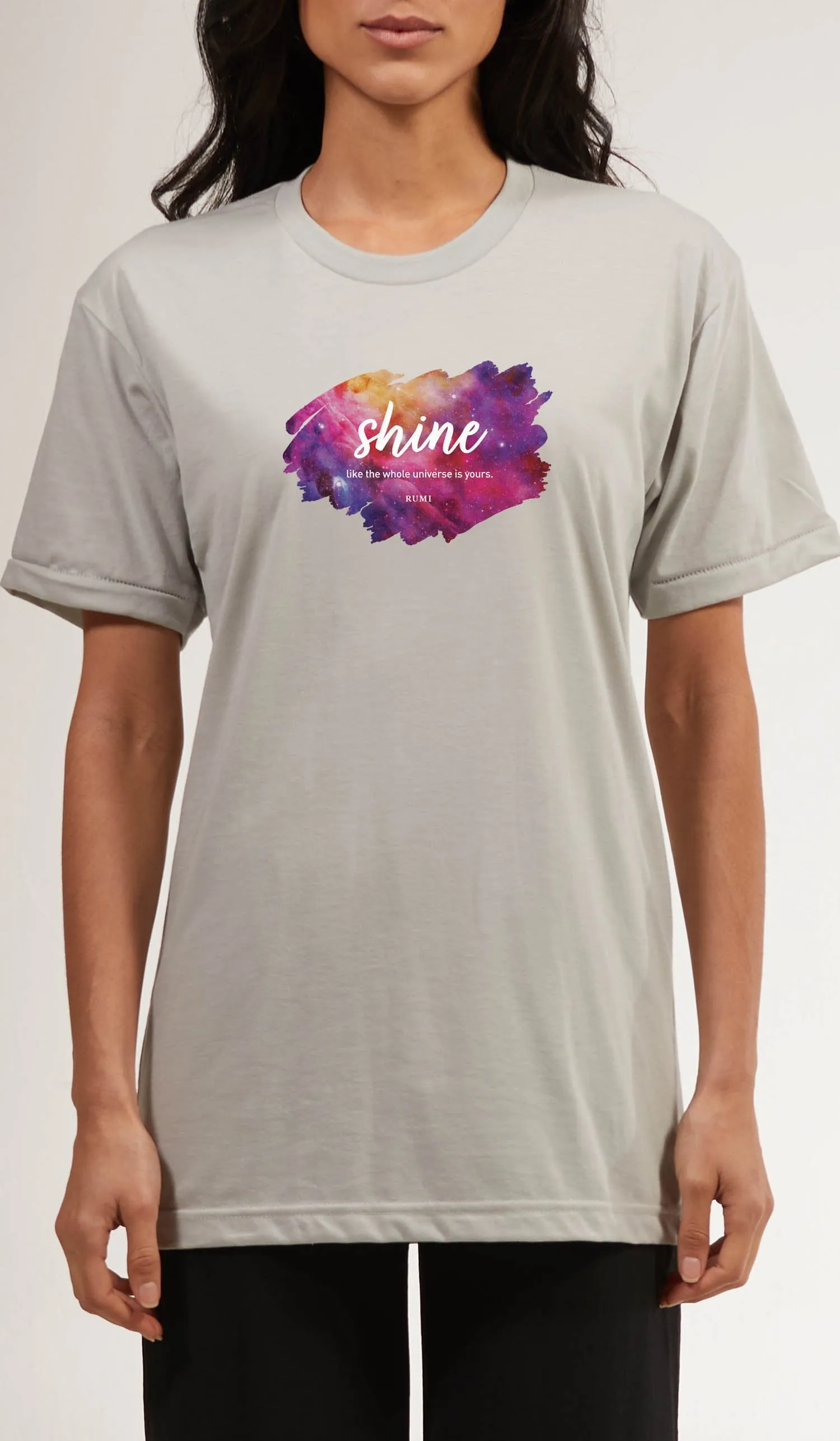 Rumi Quotes Fine Short Sleeve Womens T Shirt - Shine - Gray/Multi