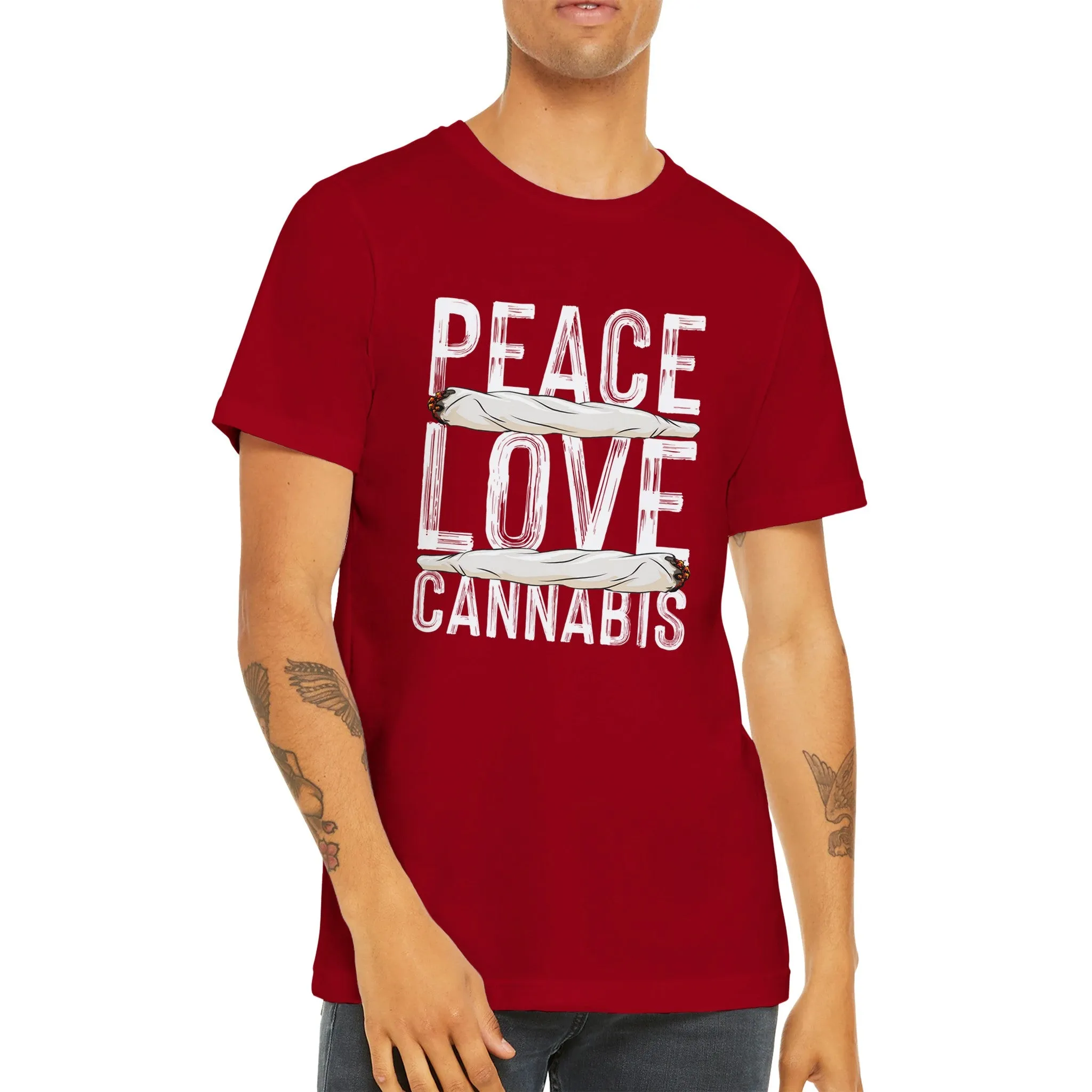 Weed T-shirt - Peace Love Cannabis - Premium Unisex Crewneck T-shirt