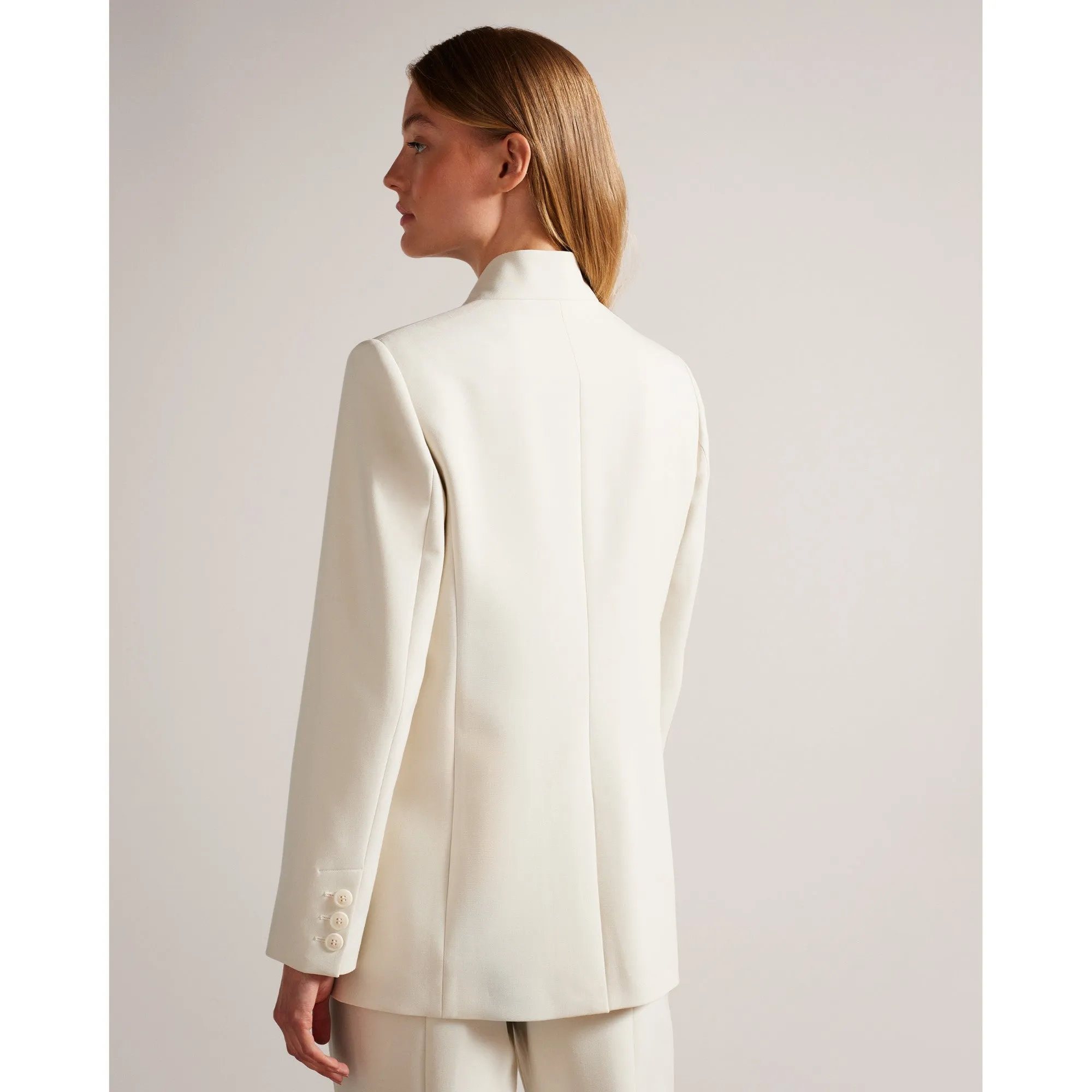 Women Wmj-Ambero-Single Breasted Collarless Blazer - Natural