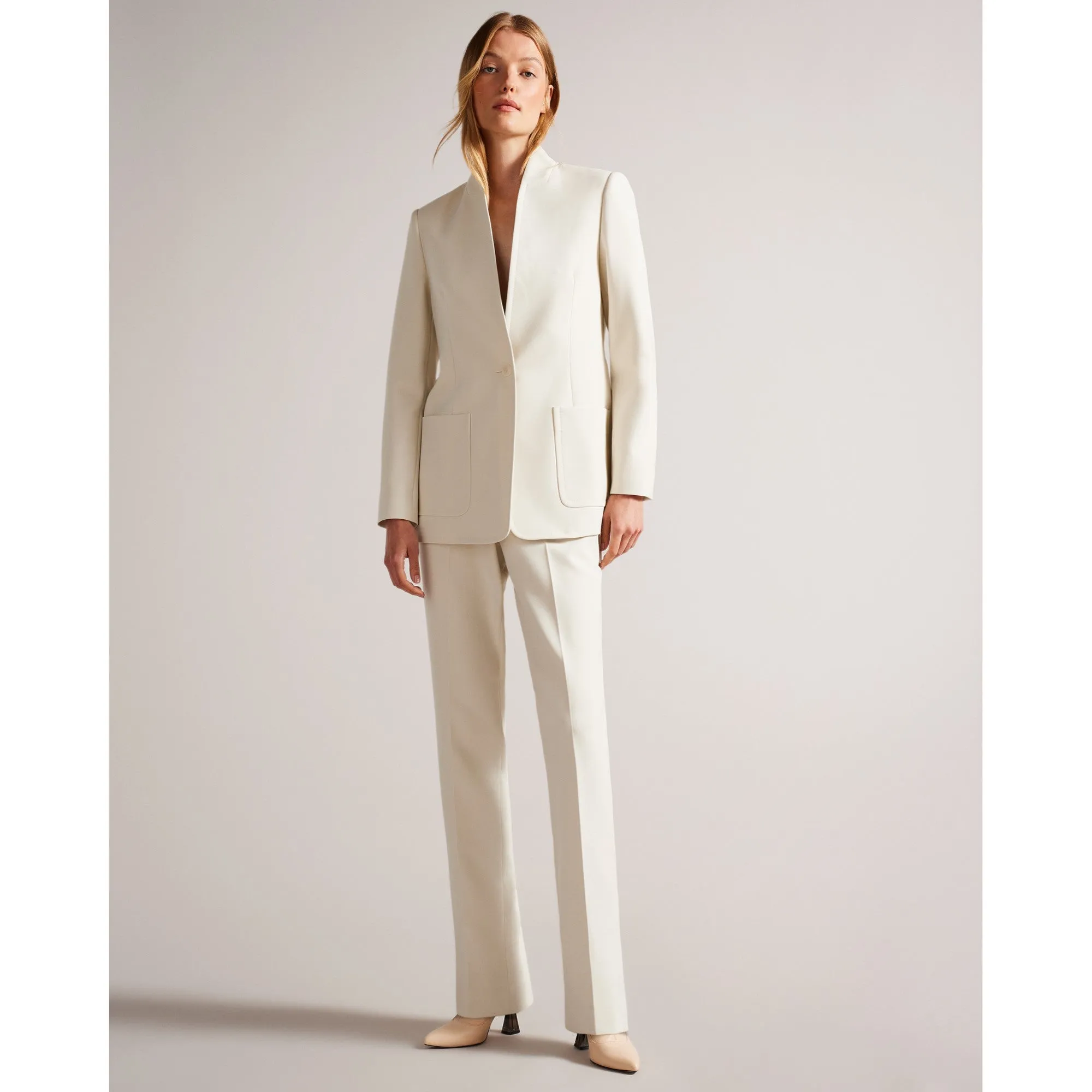Women Wmj-Ambero-Single Breasted Collarless Blazer - Natural